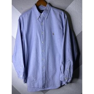 Ralph Lauren Yarmouth 100% Cotton Blue Oxford Button Dress Shirt Men's 16.5 - 33